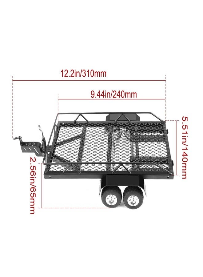 GLOBACT مقطورة GLOBACT 1/24 RC مزودة بخطاف جر، مقطورة مسطحة معدنية لسيارات TRX4M و Axial SCX24 و FMS FCX24 و 1/18 و 1/24 RC Crawler Upgrade - Image 2